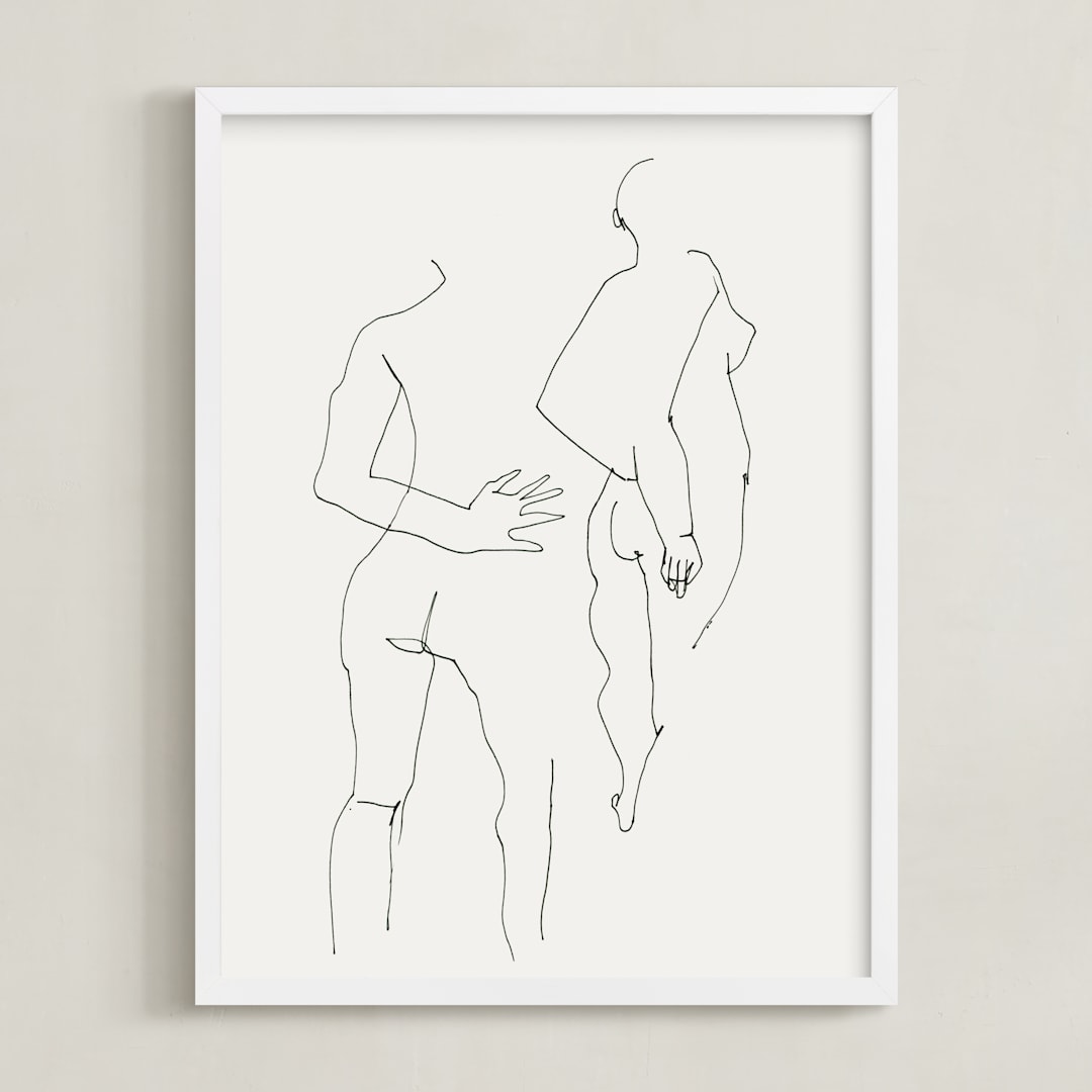 "Back" - Art Print in Black and white by Catilustre - Framed