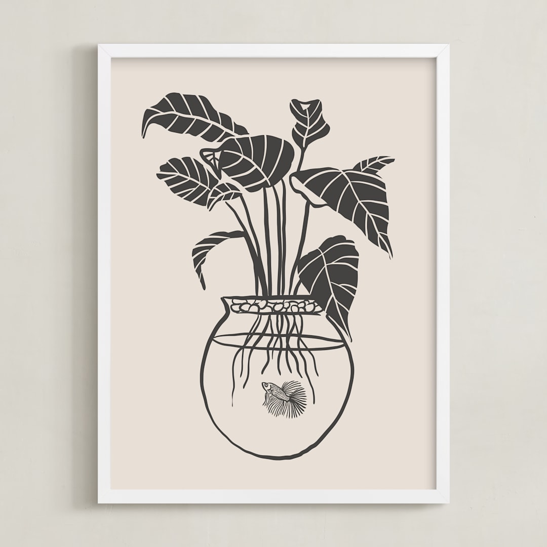 "Betta Fish" - Art Print in Black by Stefanie Lane - Framed