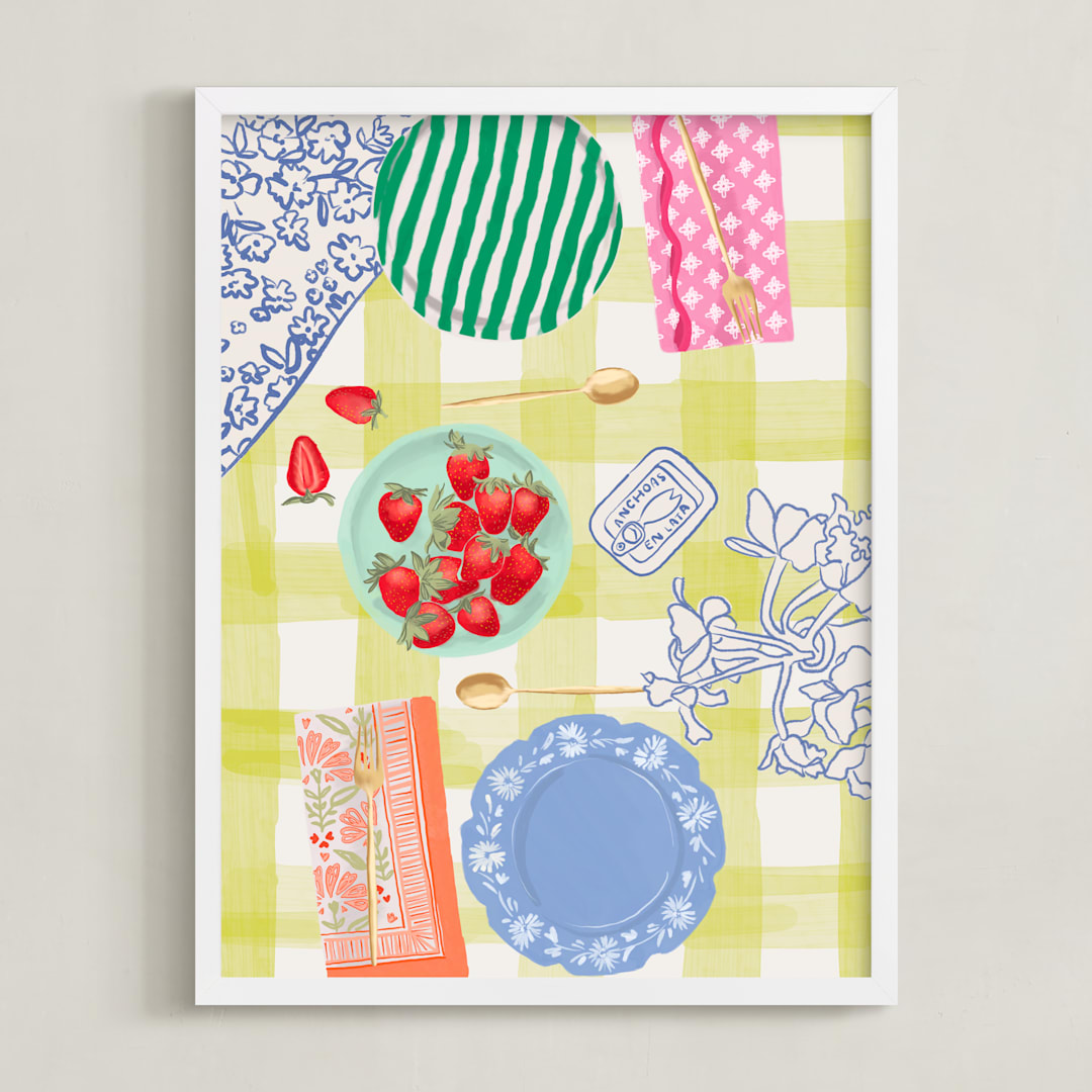 "Dinner For Two" - Art Print in Citrine by Mariana Suárez Pierre - Framed