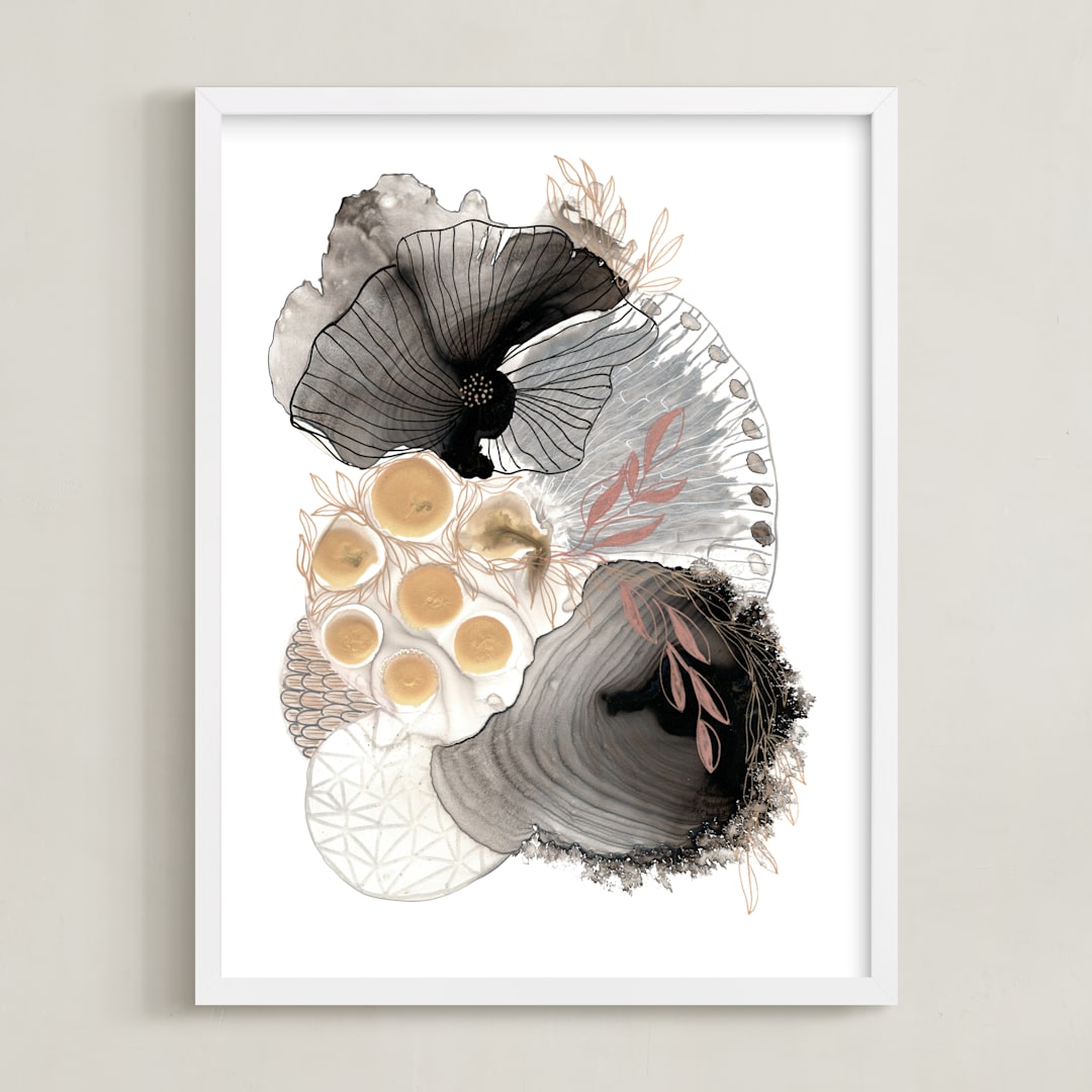 "The World Is Your Oyster" - Art Print in Black Onyx by Maggie Ramirez Burns - Framed