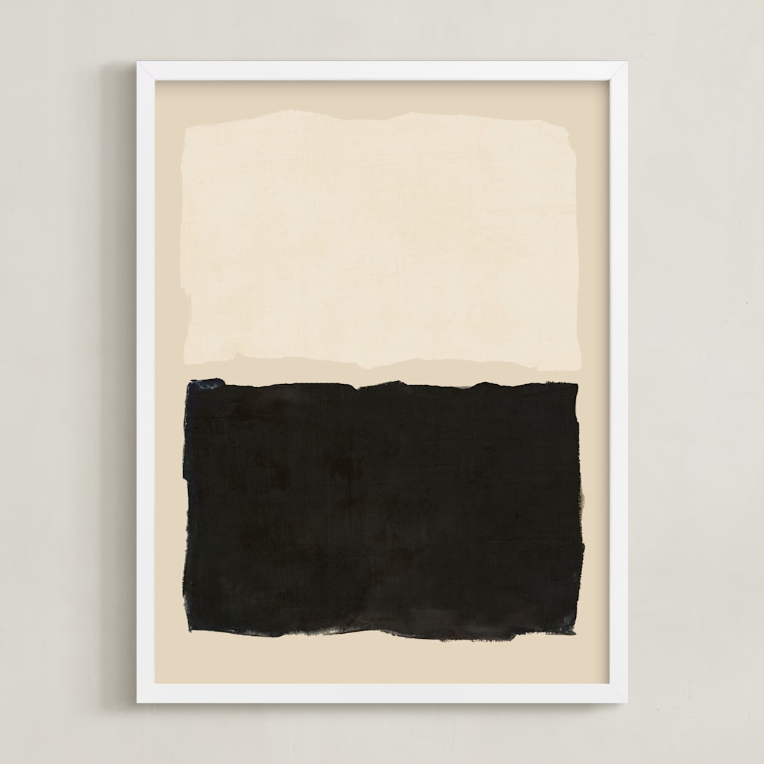 "Good Morning. Good Night." - Art Print in Tan by Dawn Smith - Framed