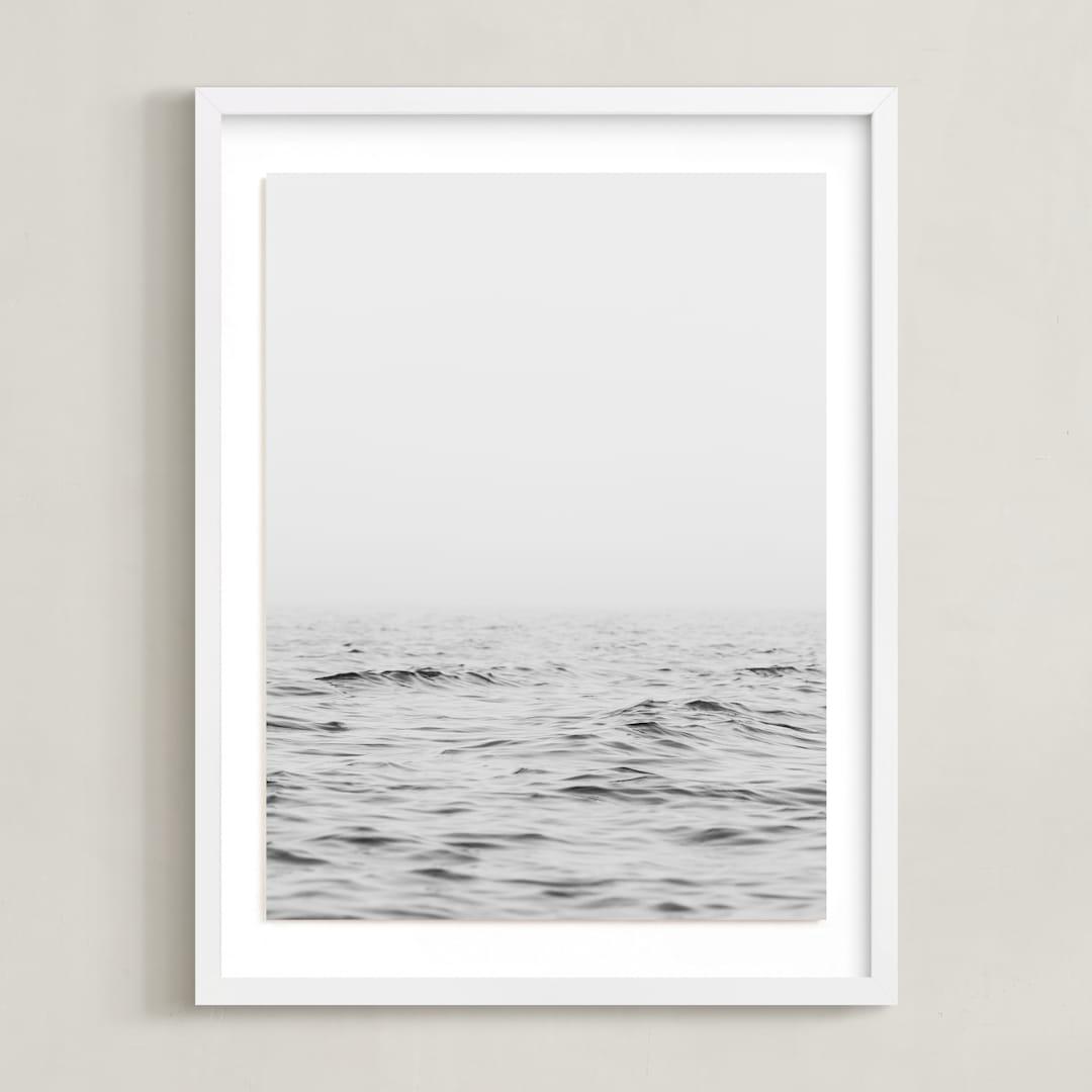 "Solitude In Fog I" - Art Print in Grey Sea by Jennifer Morrow - Framed