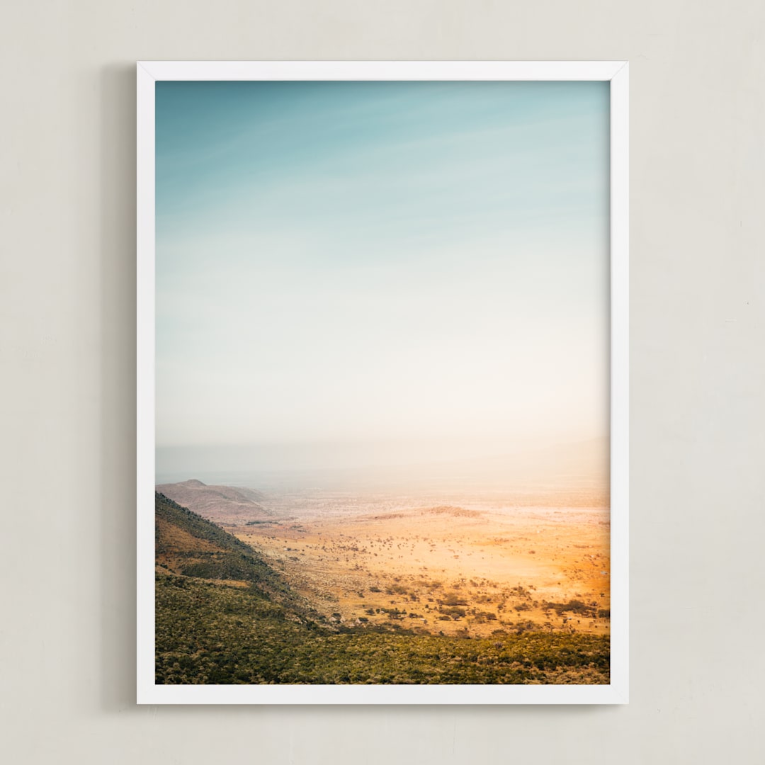 "Great Rift Valley I" - Art Print in Teal and Orange by David Michuki - Framed