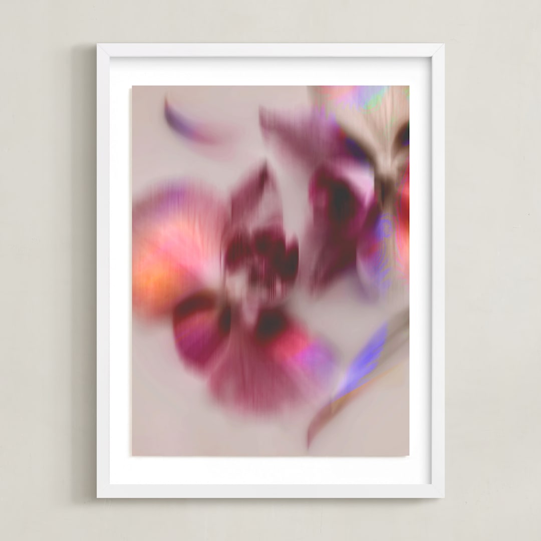 "Pair of Orchids" - Art Print in Mauve by Karen Kardatzke - Framed