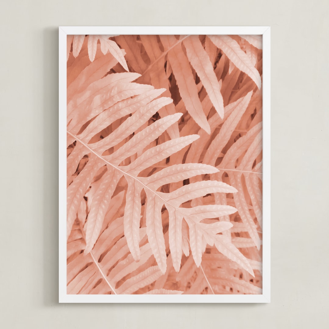 "Pink Ferns" - Art Print in Delicate Pink by Emanuela Carratoni - Framed