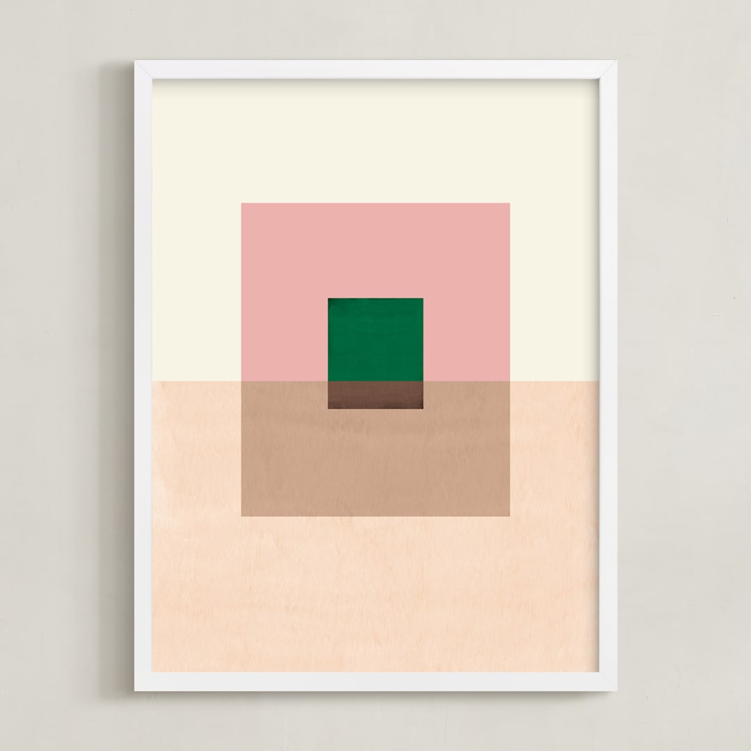 "Neutral Shades" - Art Print in Peach by Baumbirdy - Framed