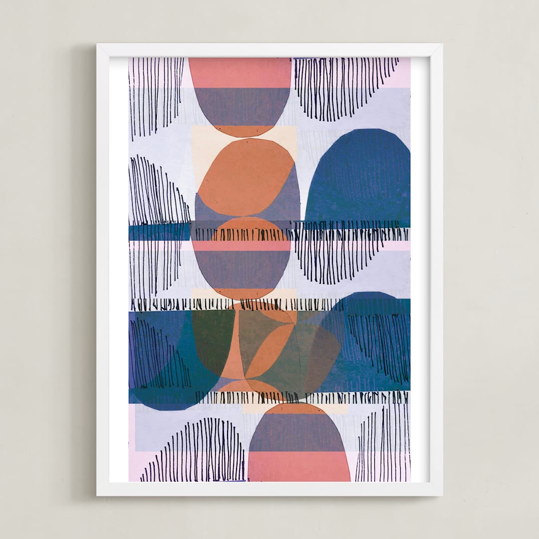 "Boho Screenprint III" - Art Print in Grape by Jenna Skead - Framed