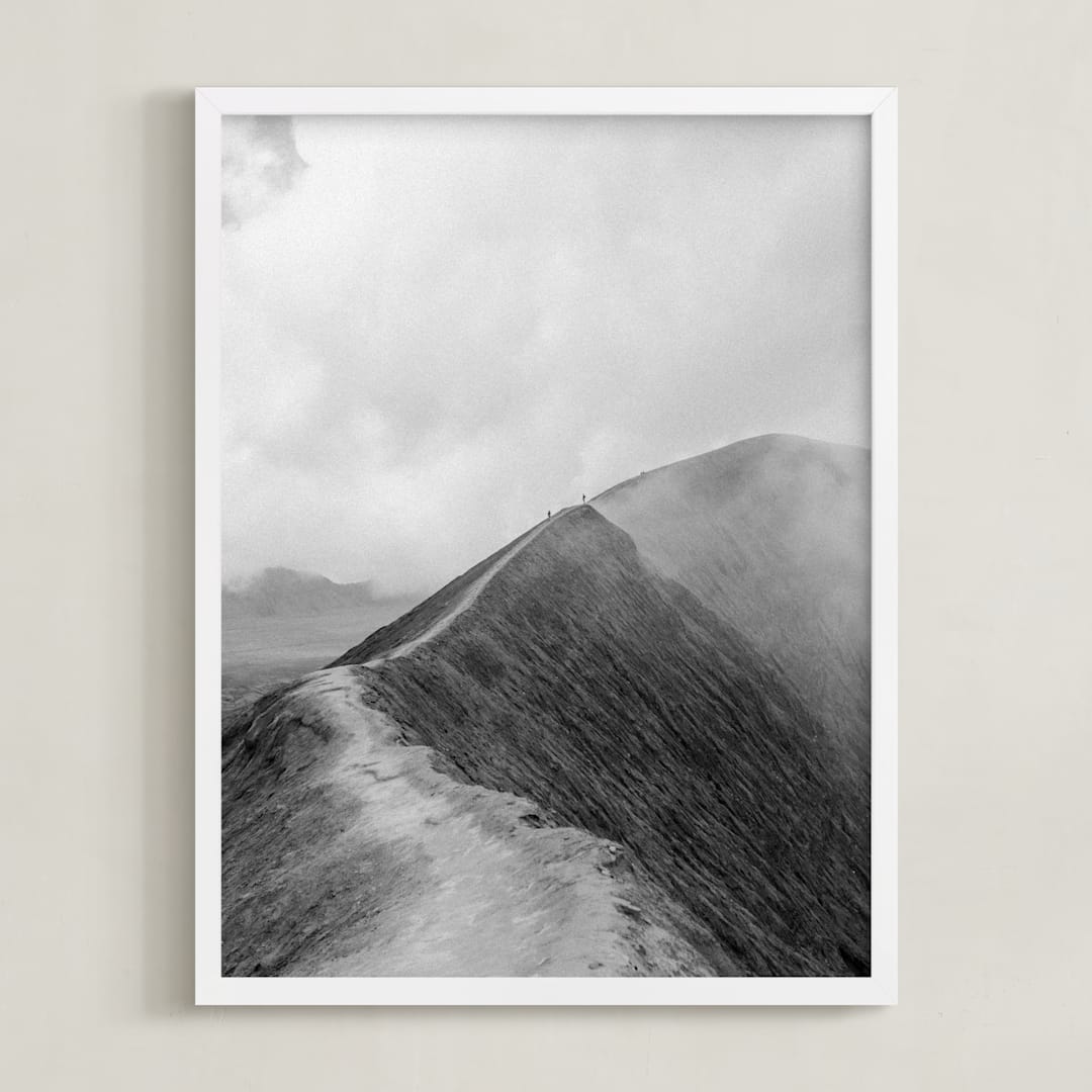 "Mighty Mount Bromo" - Art Print in Black & White by Marianne Brouwer - Framed