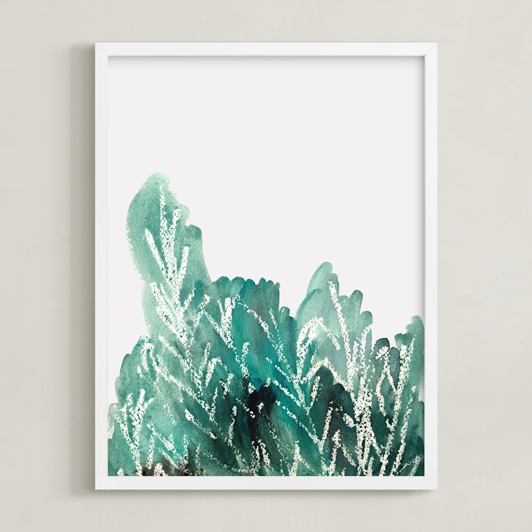 "Shrubbery" - Art Print in Green by Kanika Mathur - Framed