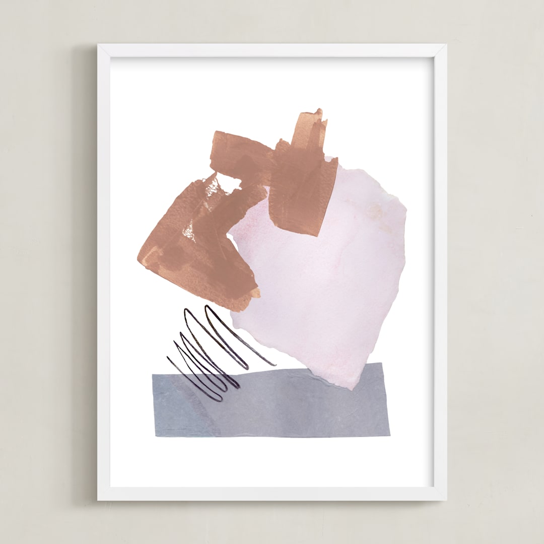 "Mixed Materials" - Art Print in Dust by Kristine Sarley - Framed