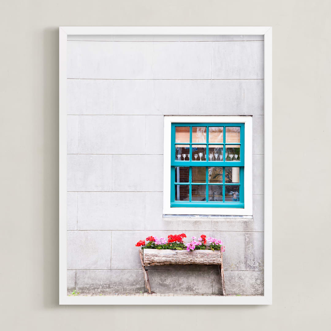 "A Little Window" - Art Print in White Grey by Alexandra Feo - Framed