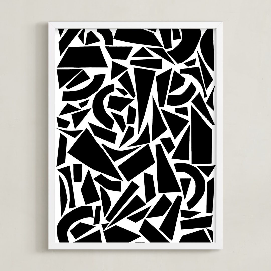 "Broken Glass" - Art Print in Black on White by Elliot Stokes - Framed