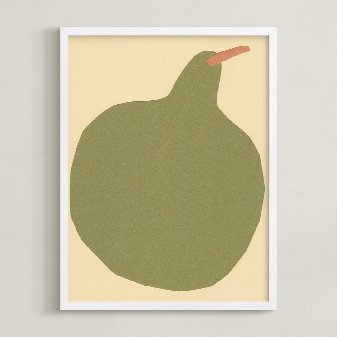 "Big Pear" - Art Print in Earthy Pear Green by Elliot Stokes - Framed