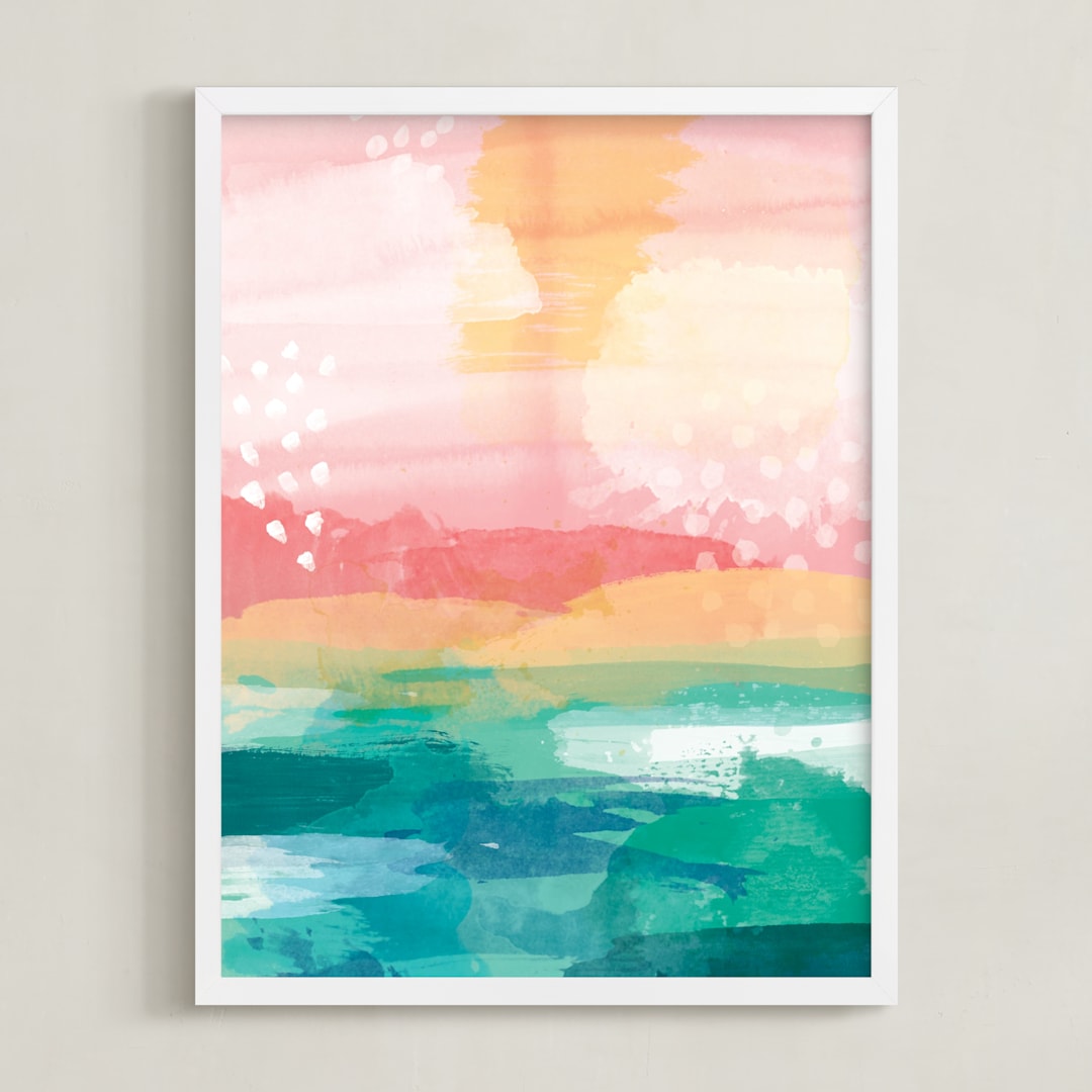 "New Day" - Art Print in Teal by Jess Phoenix - Framed