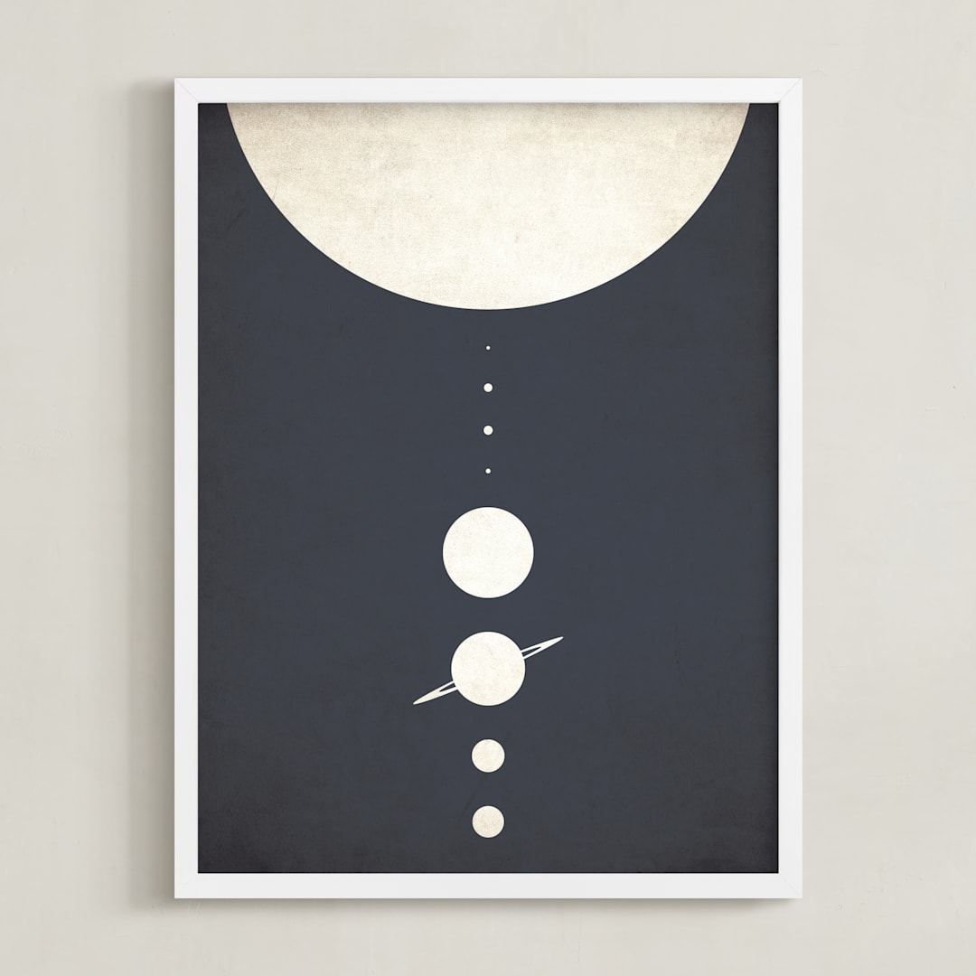 "Planetary Neighbors" - Art Print in Space Grey by GeekInk Design - Framed
