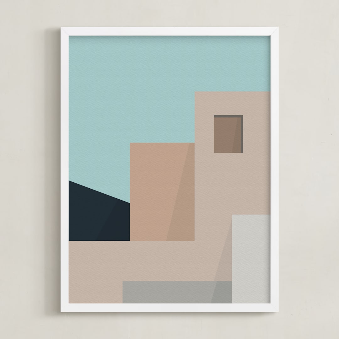 "Urbanscape 02" - Art Print in Desert Pink by Jennifer Morehead - Framed