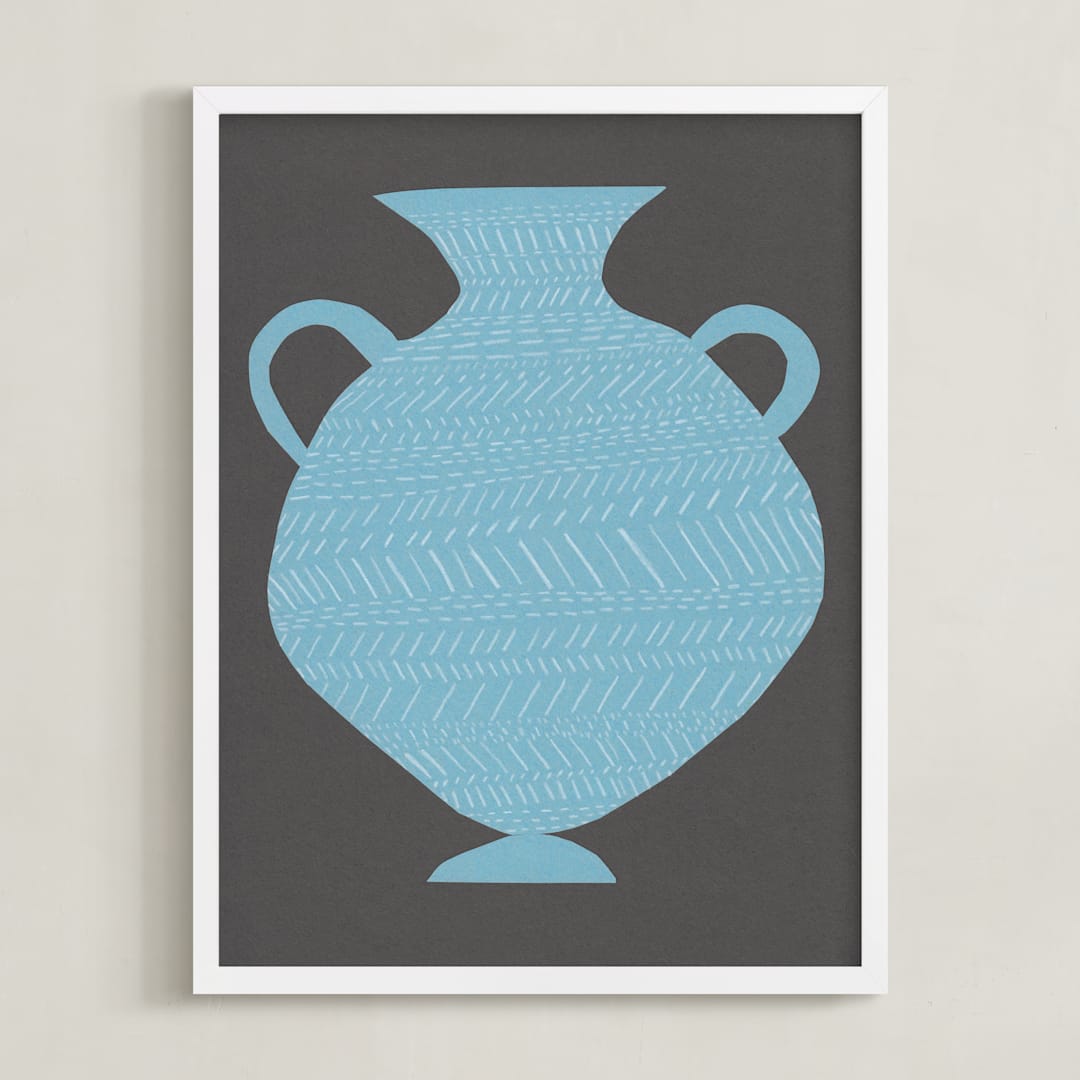 "Amphora (blue)" - Art Print in Silver Sky Blue by Elliot Stokes - Framed