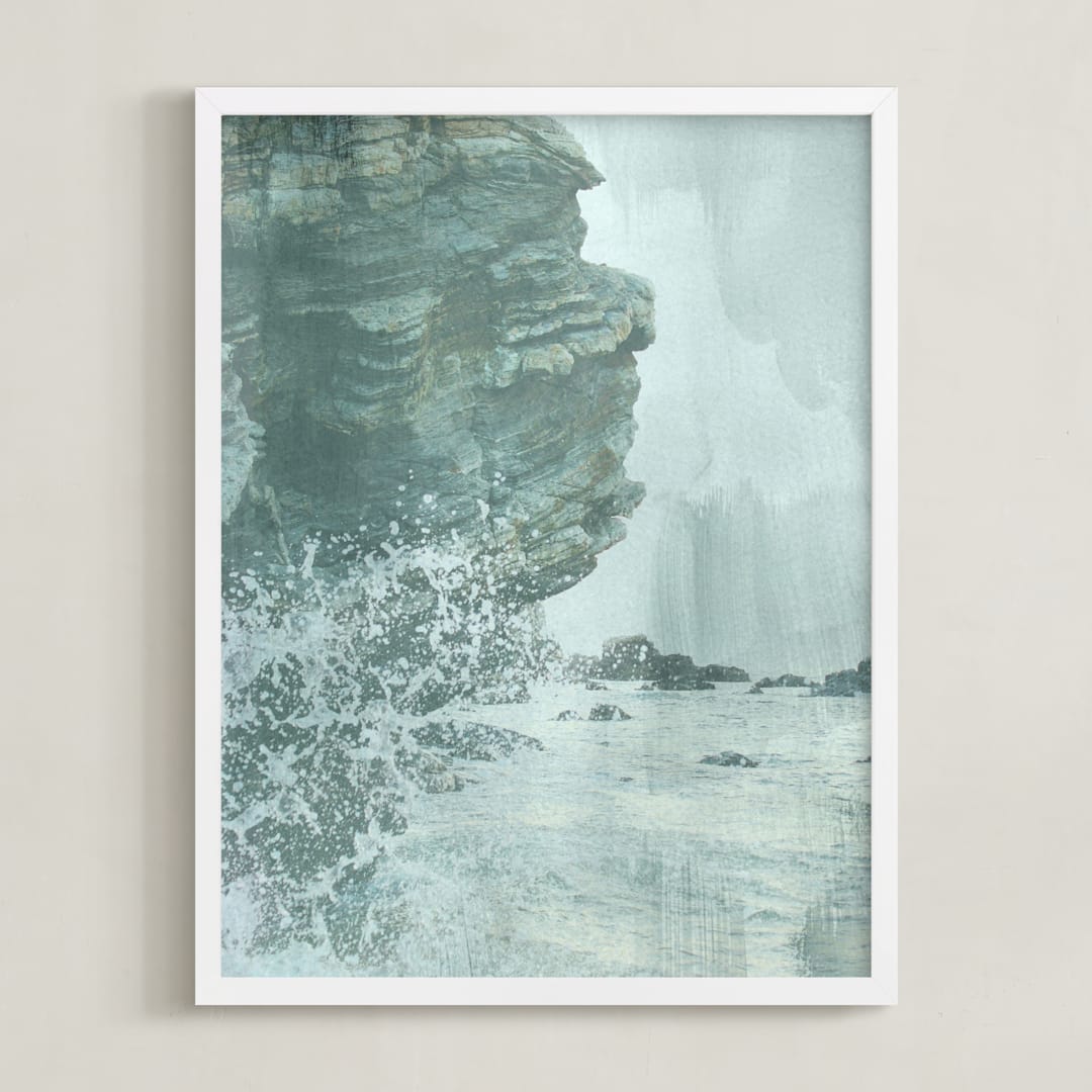 "Washed Over" - Art Print in Steel Blue by Melanie Severin - Framed