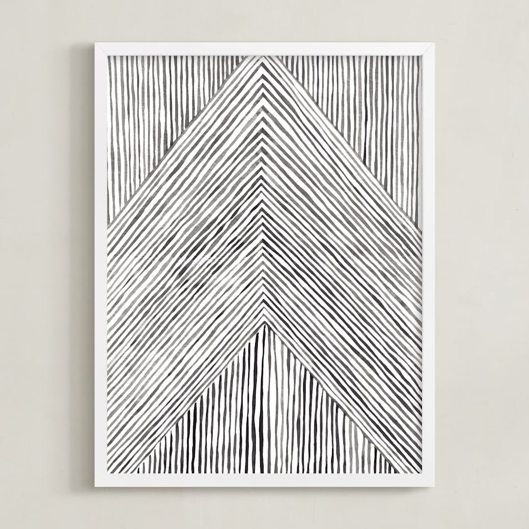 "Carved" - Art Print in Grey by Emily Kariniemi - Framed