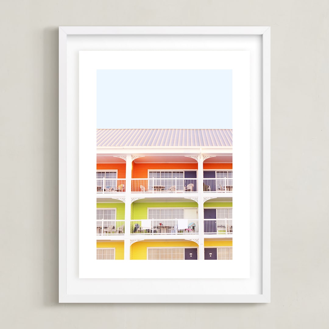 "colorful beach" - Art Print in citrus by Baumbirdy - Framed