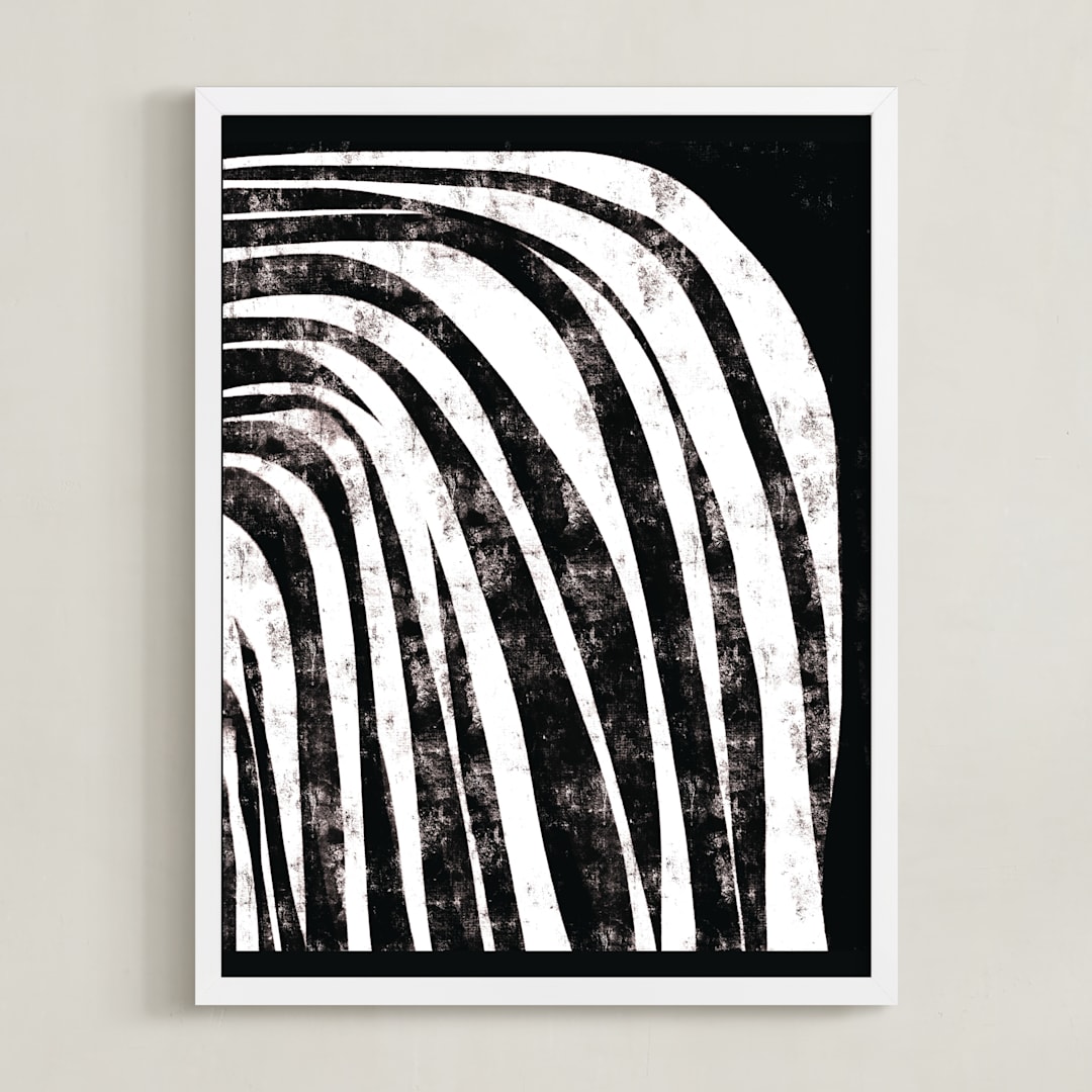 "Waterfall" - Art Print in Charcoal by Leanne Friedberg - Framed