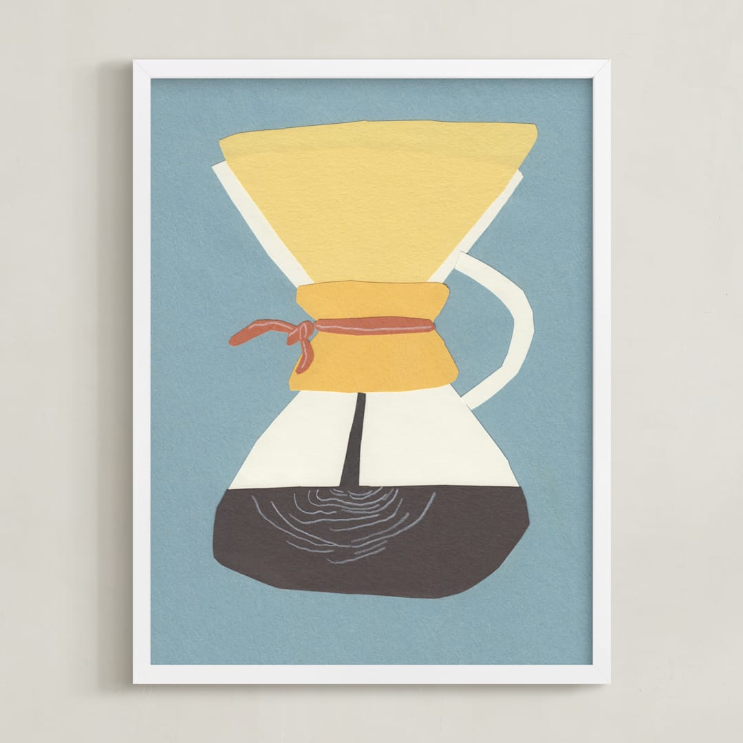 "Coffee Maker" - Art Print in Kitchen Tile Teal by Elliot Stokes - Framed