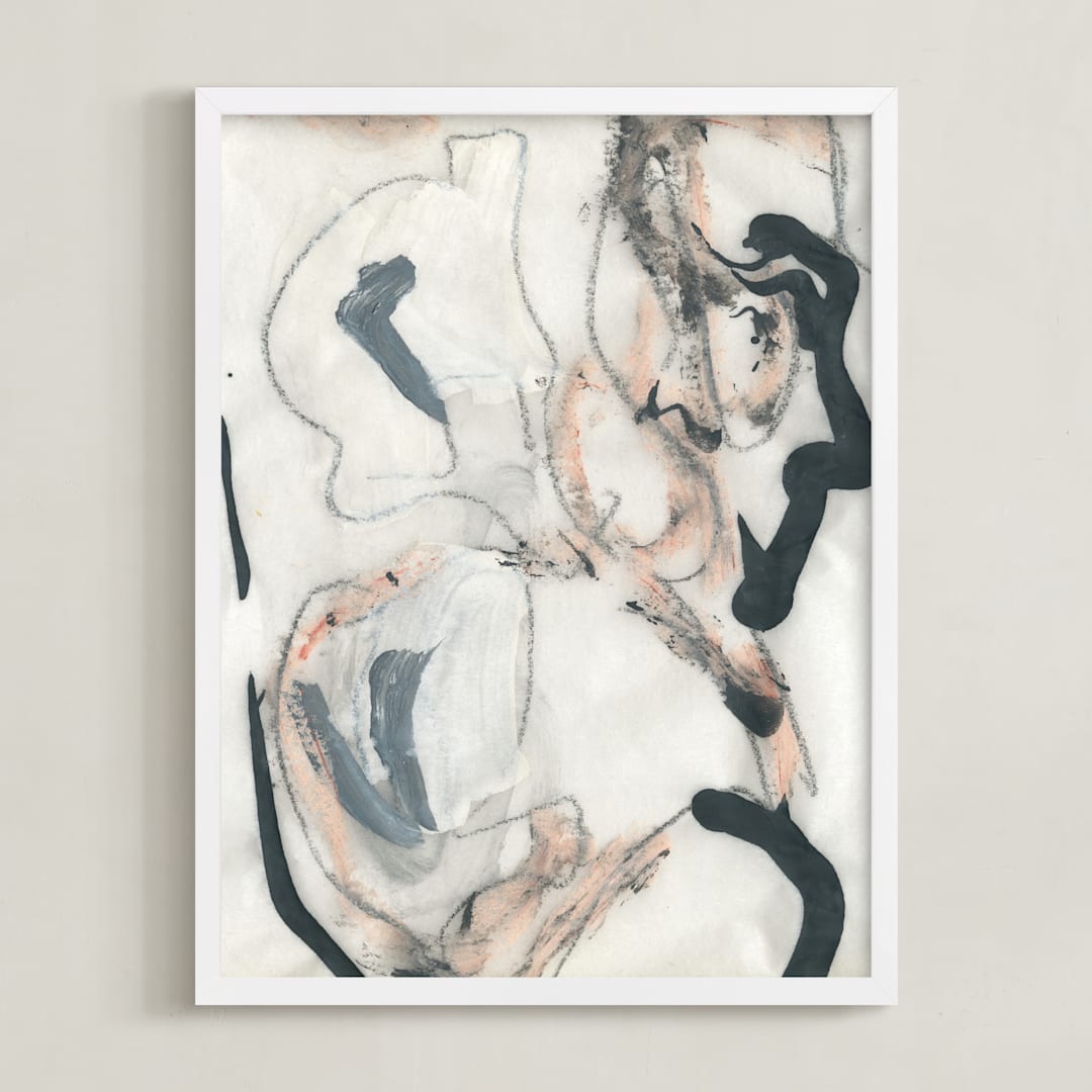 "Southern Cotton Series 4" - Art Print in Pink and Grey by Angela Simeone - Framed