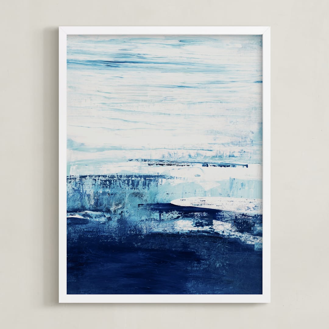 "Ice Out" - Art Print in Ice Blue by Karen Kaul - Framed