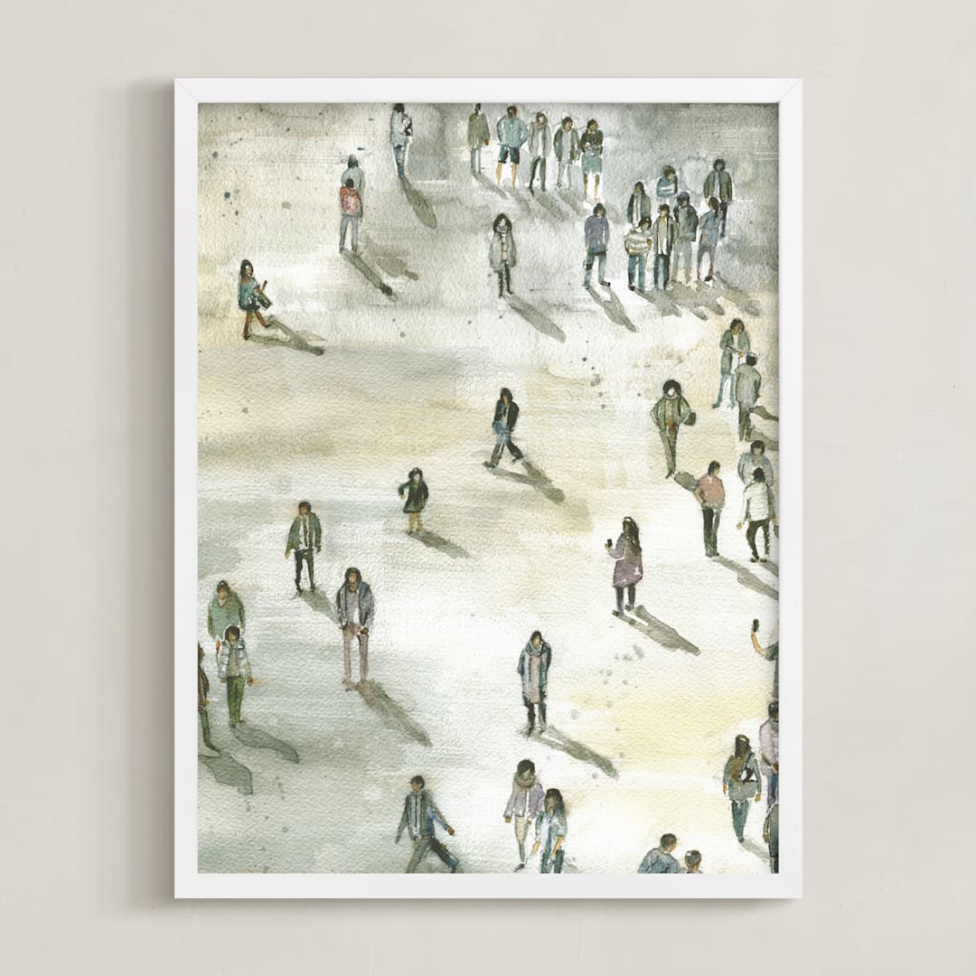 "Berlin at midday" - Art Print in Sand yellow by Lulaloo - Framed