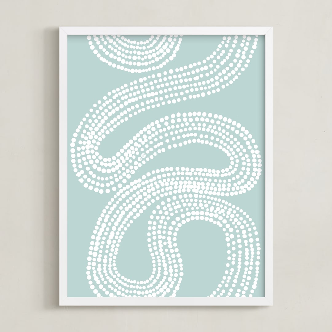 "River of Dots" - Art Print in light blue by Jorey Hurley - Framed