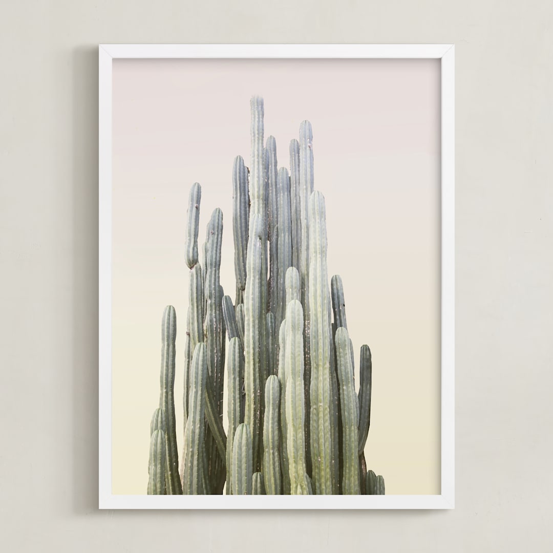 "Summer Yellow Cactus" - Art Print in summer palette by Wilder California - Framed