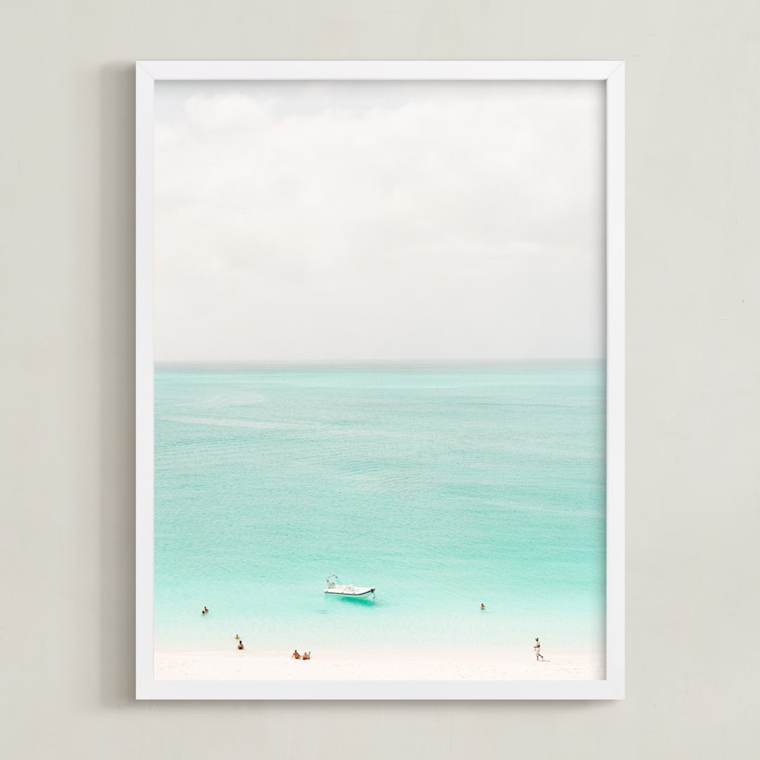 "Island Time" - Art Print in Caribbean Blue by Lindsay Madden - Framed