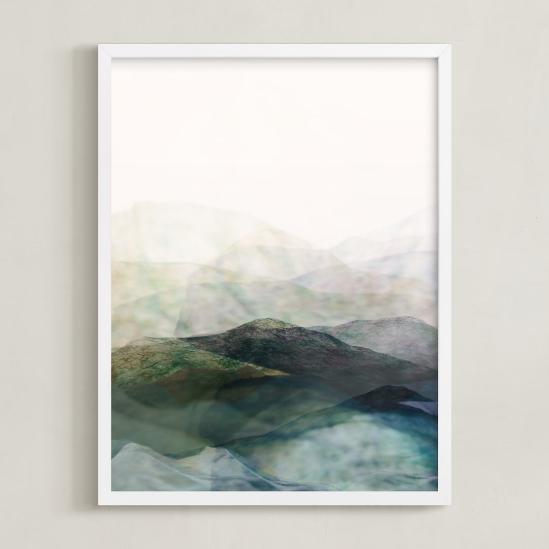 "Finding Balance No.2" - Art Print in Emerald by Karen Kardatzke - Framed