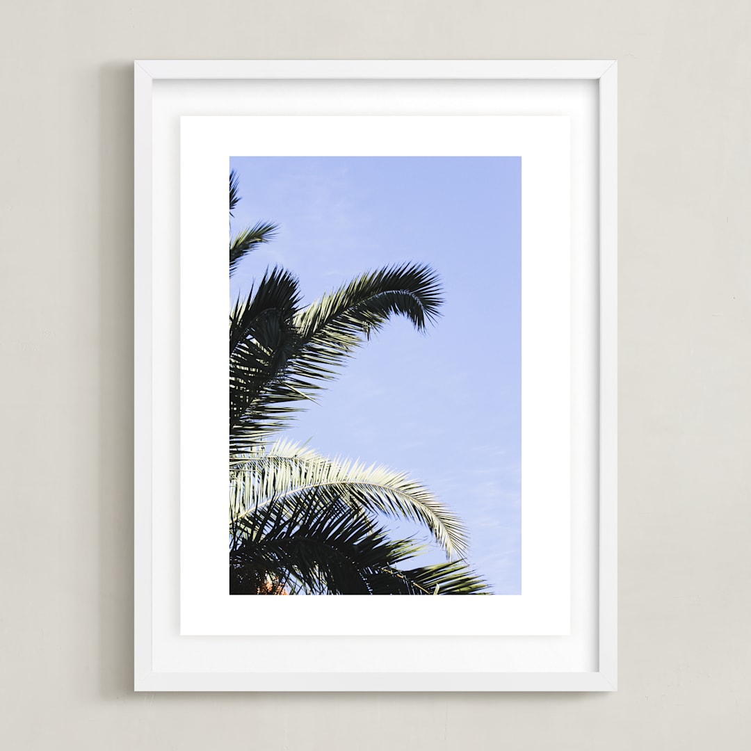 "Palm II" - Art Print in Sky Blue by Annie Montgomery - Framed