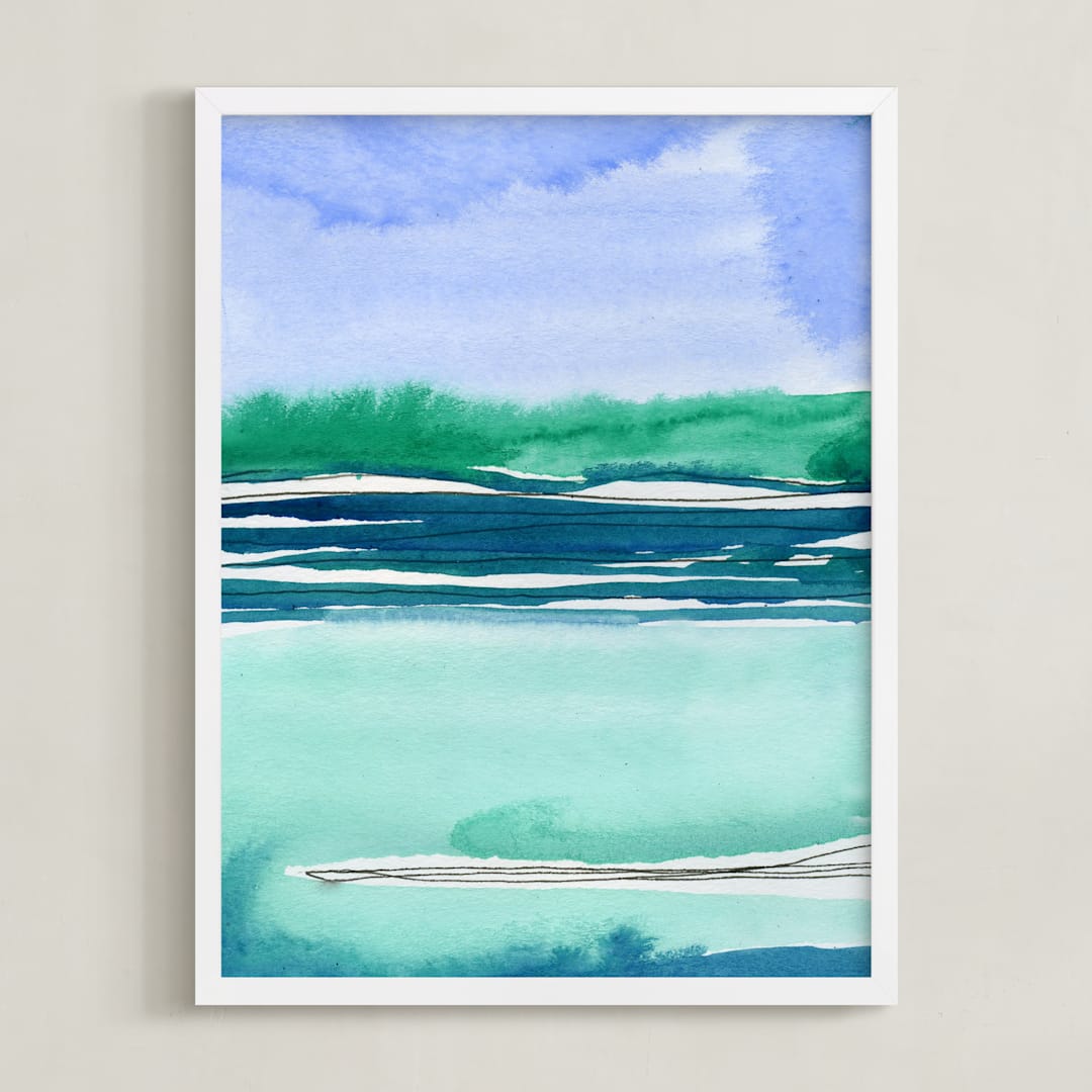 "Out To Sea II" - Art Print in Sea Green by Chelsey Scott - Framed