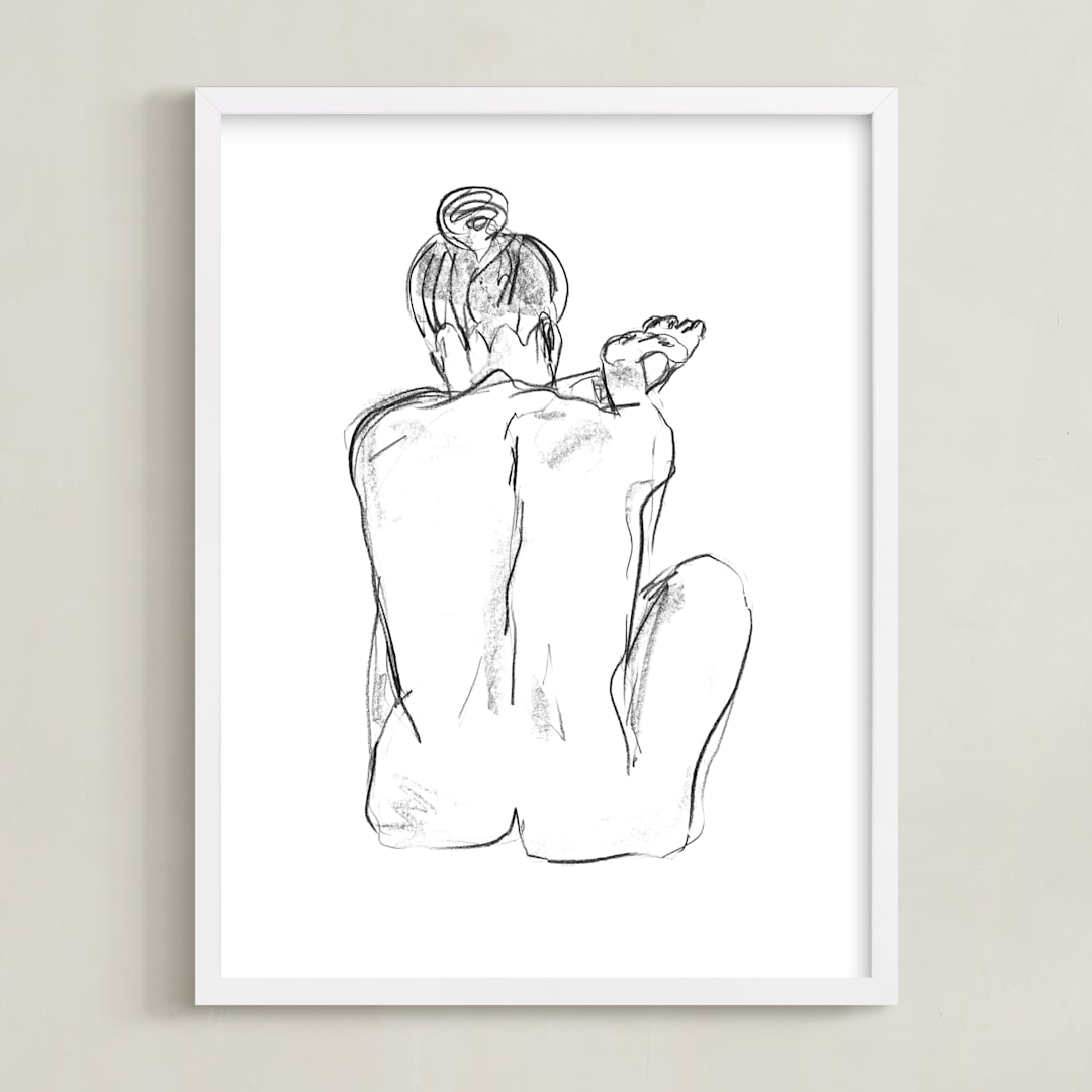"Stretching" - Art Print in White by Miranda Mol - Framed