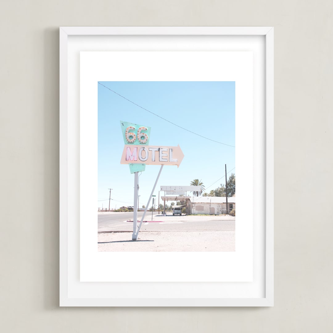 "66" - Art Print in vintage blue by Calais A Le Coq - Framed