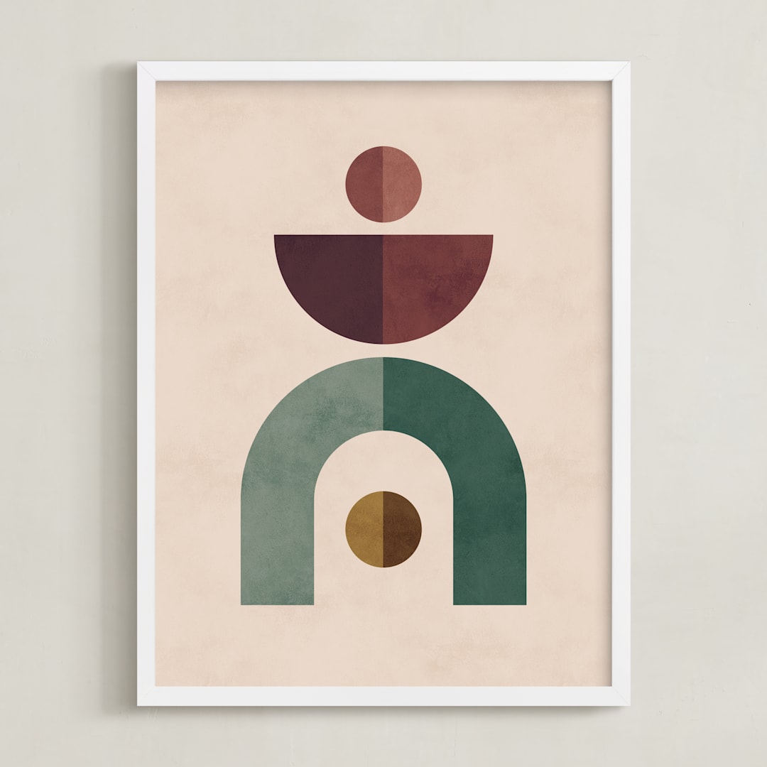 "Geometric 1" - Art Print in Emerald Green by Kelly Schmidt - Framed