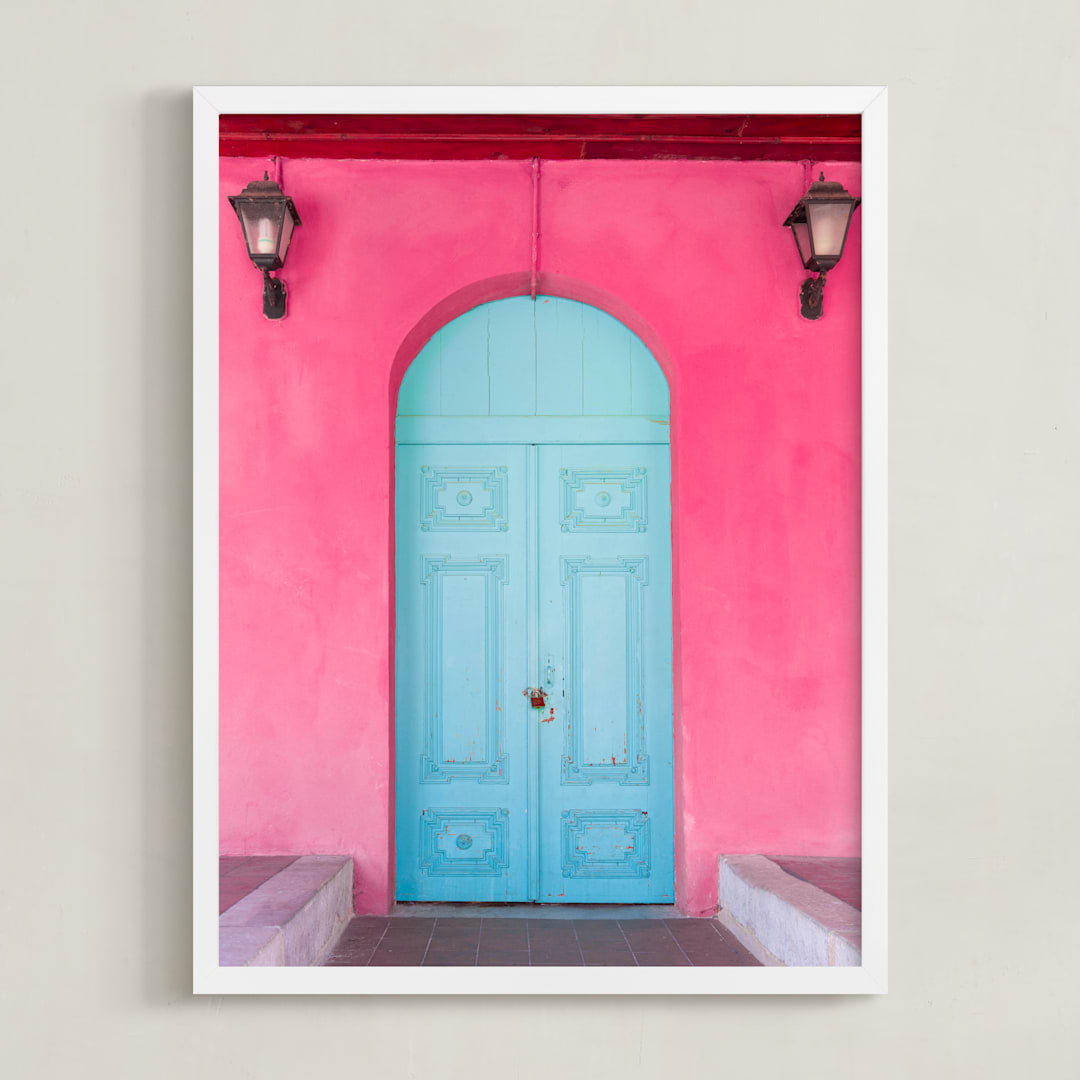 "Pandora's Door" - Art Print in Pink by Anna Argiropoulos - Framed