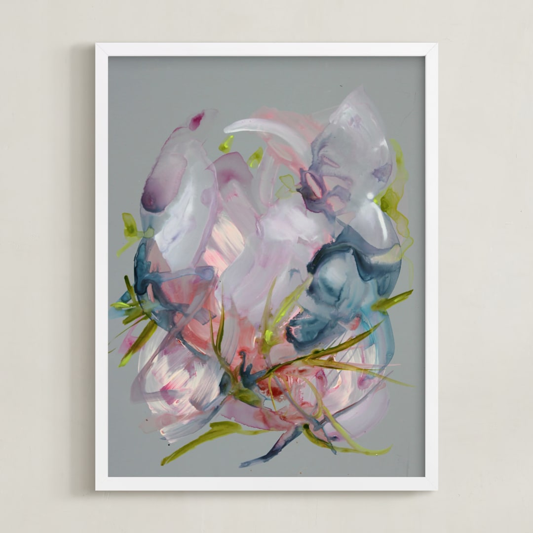 "Softening Ground" - Art Print in Dove Grey by Synnöve Seidman - Framed