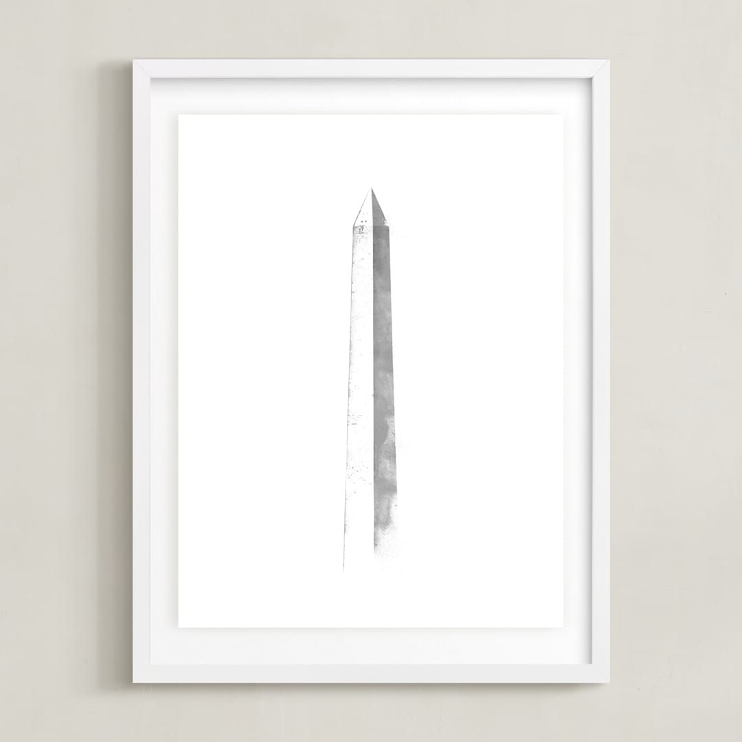 "Washington Monument" - Art Print in Slate by Paul Berthelot - Framed