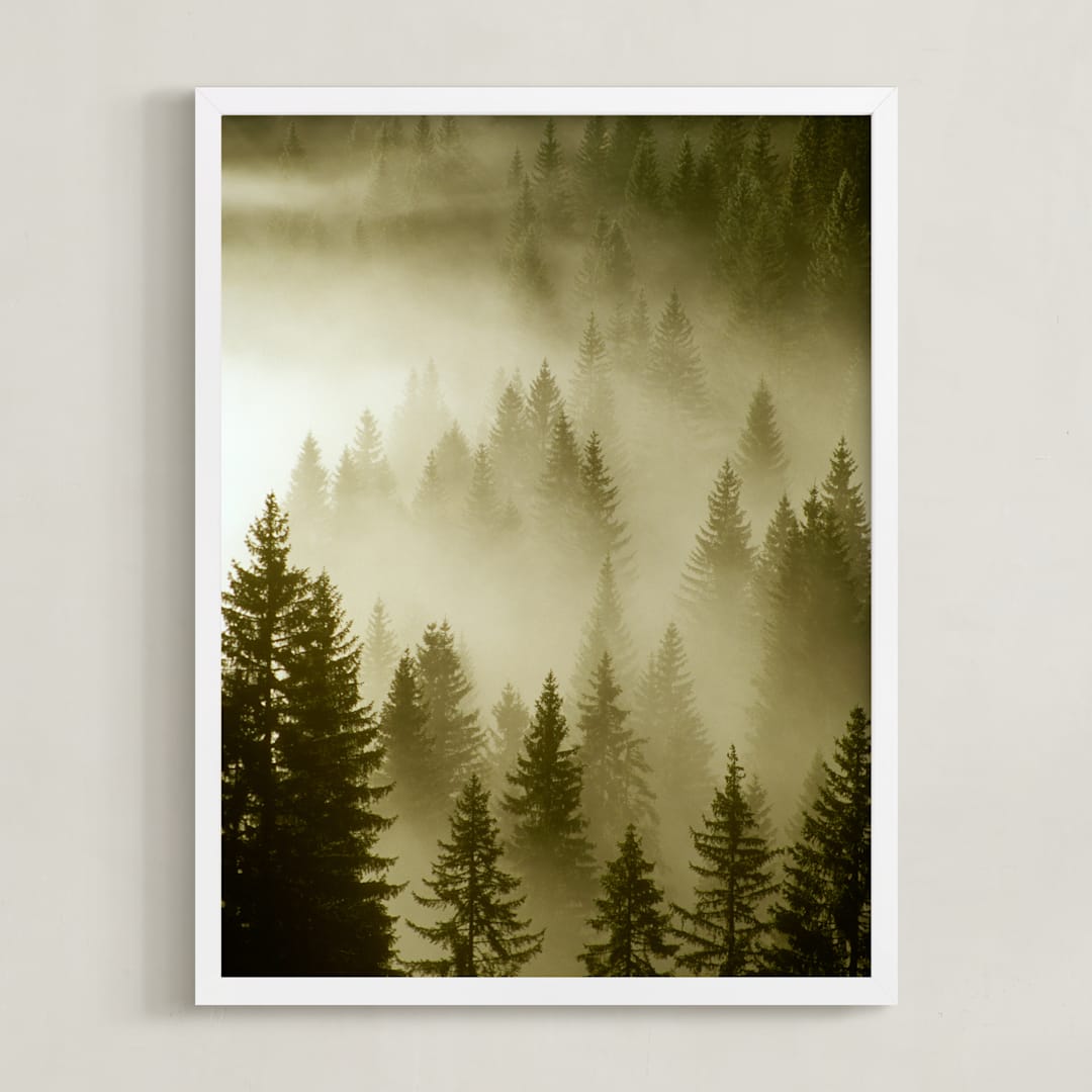 "Mystical Forest " - Art Print in Forest Olive by Uros Zagozen - Framed