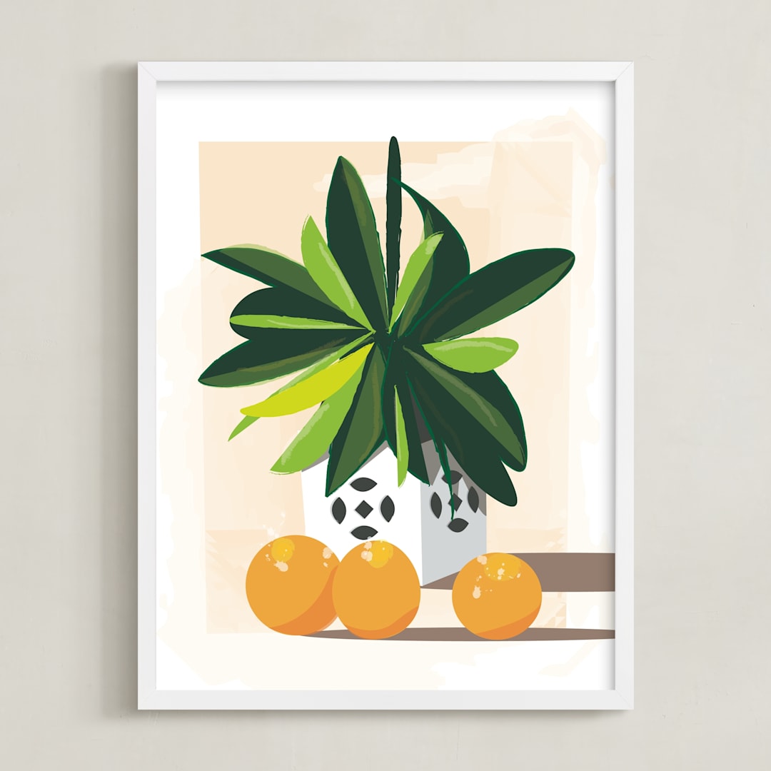"Tropical Still Life" - Art Print in Hunter Green by Lindsay Megahed - Framed