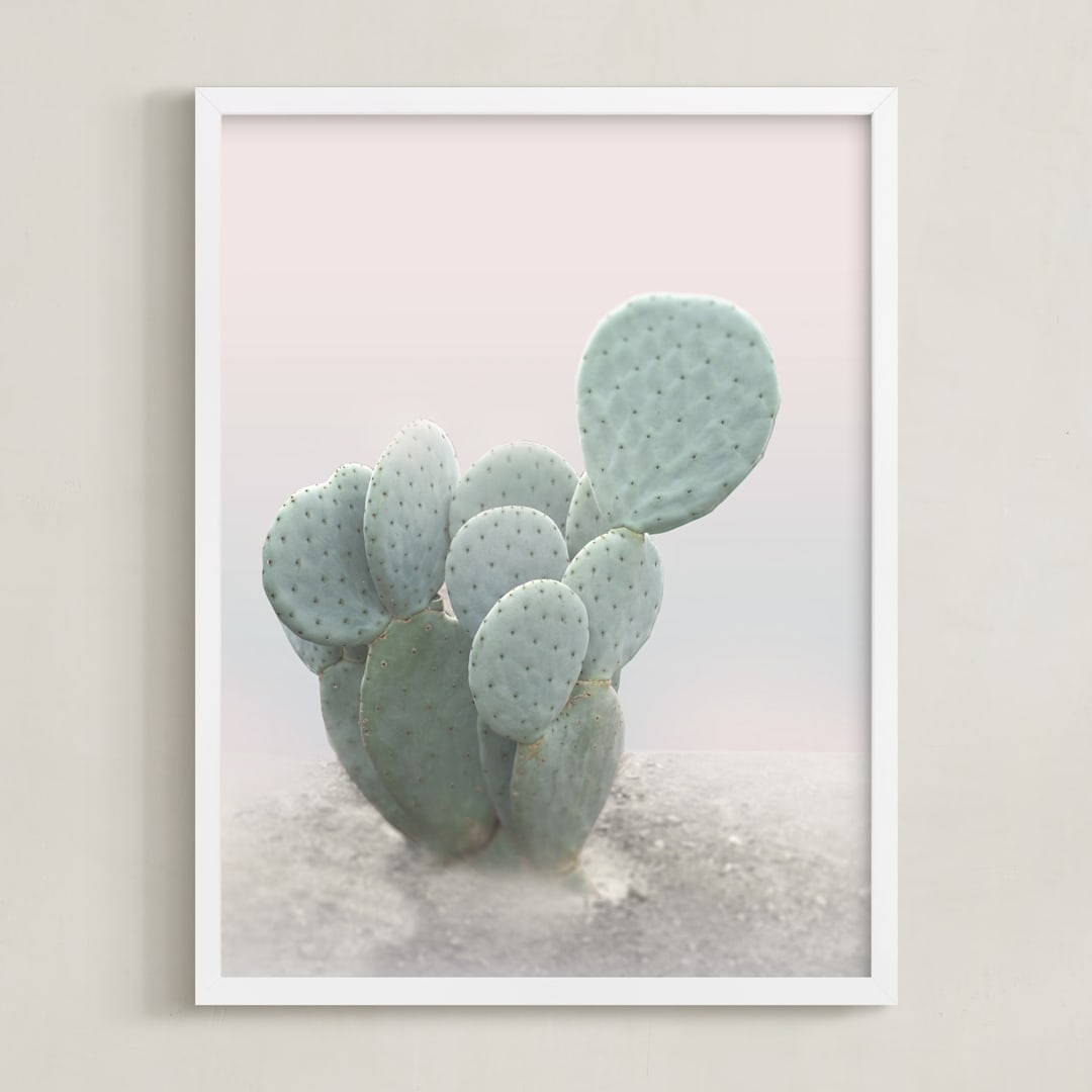 "Little Cactus" - Art Print in Pastel Green by Wilder California - Framed