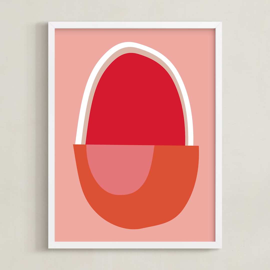 "Big Egg" - Art Print in Cotton Candy Pink by sue prue - Framed