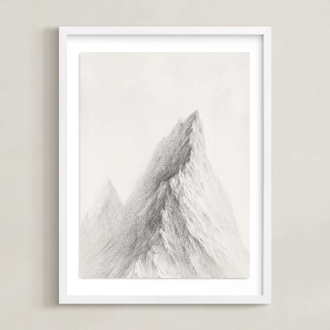 "Mt. Winterfell" - Art Print in Mountain Silver by jinseikou - Framed