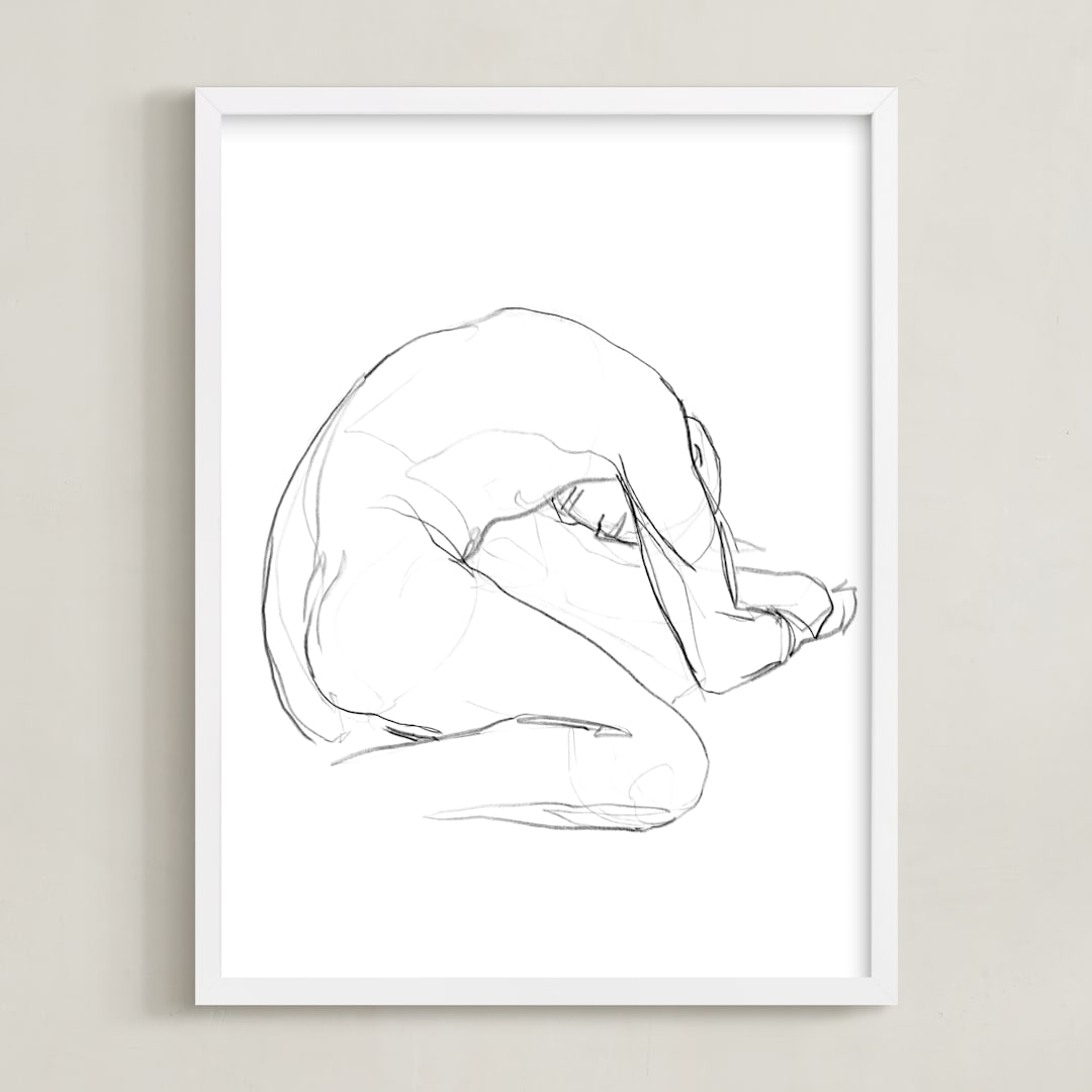 "Seated Figure" - Art Print in Bright White by Lorent and Leif - Framed