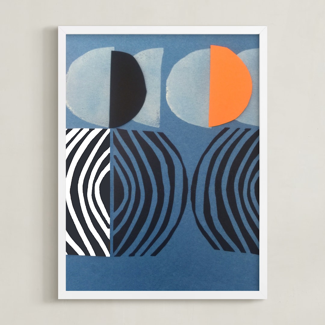"Solar Eclipse" - Art Print in Galaxy Blue by Deborah Velasquez - Framed