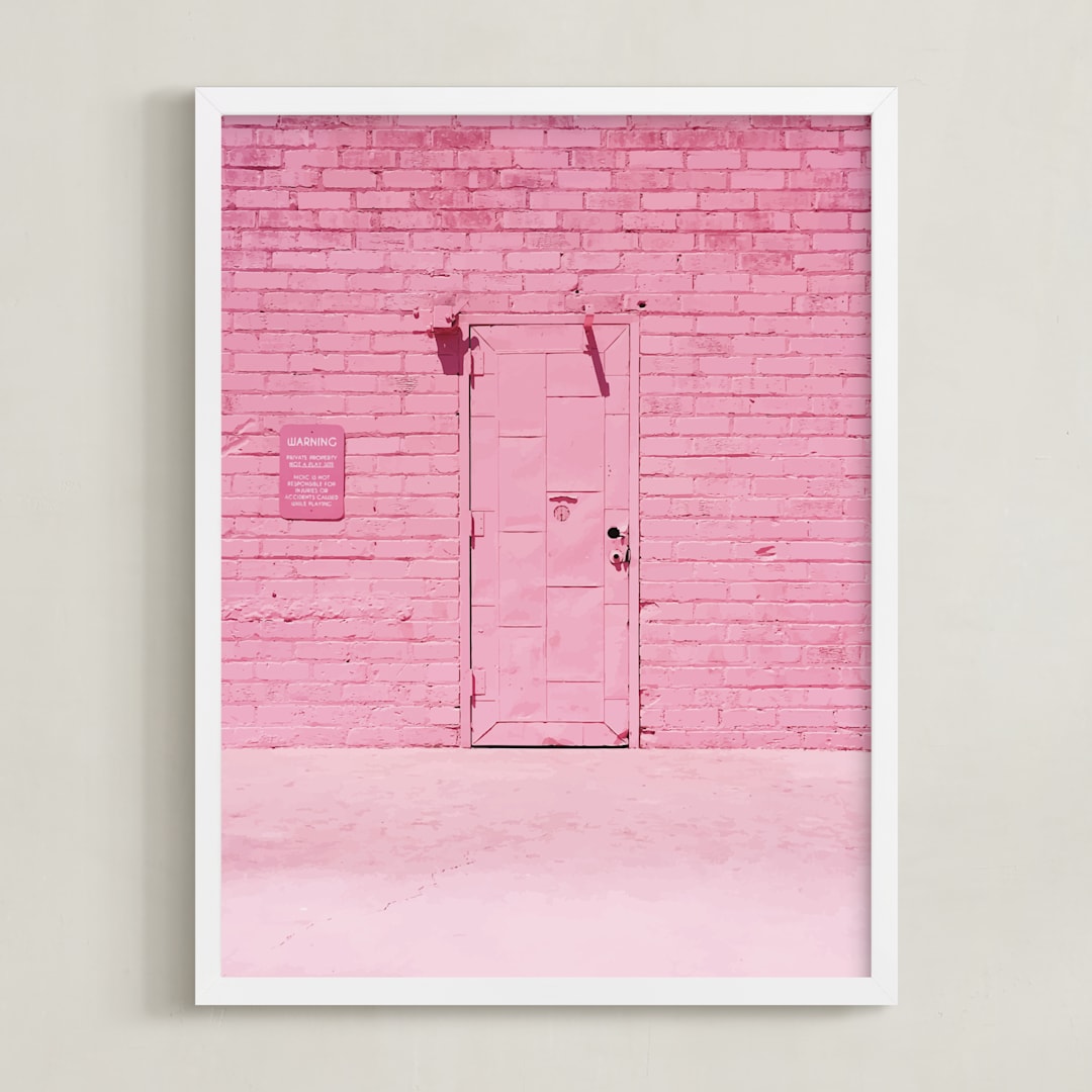 "The Pink Door" - Art Print in Pink by Jenna Gibson - Framed