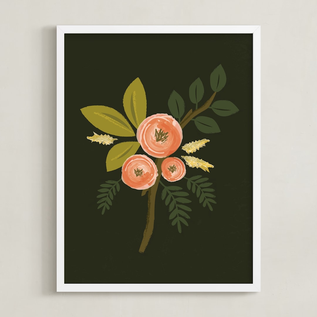 "Botanical no.1" - Art Print in Midnight by Karidy Walker - Framed